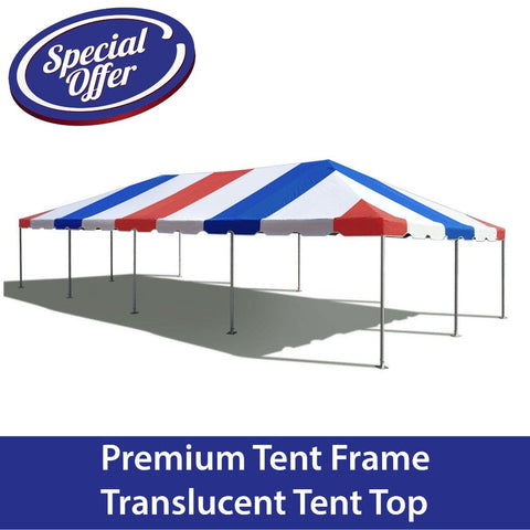20' x 40' Premium West Coast Frame Party Tent - Red, White and Blue Translucent Top