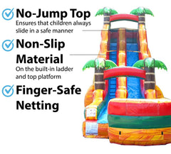 22' Tropical Fire Marble Inflatable Water Slide with Blower