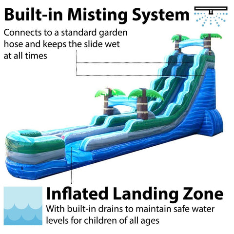 Sale on Commercial 22' Tropical Blue Marble Inflatable Water Slide with Blower