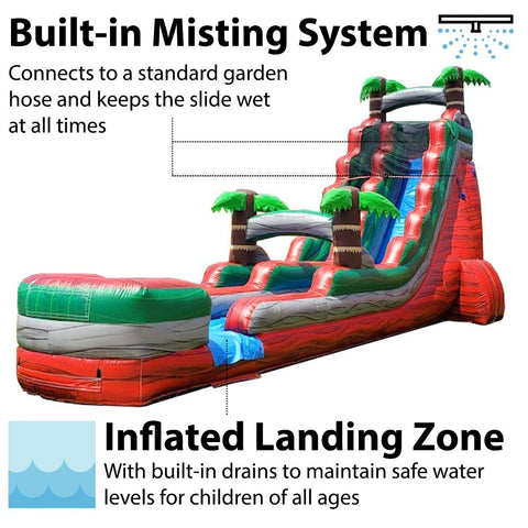 Save on Commercial 22' Tropical Red Marble Inflatable Water Slide with Blower