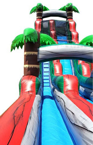 22' Tropical Red Marble Inflatable Water Slide with Blower