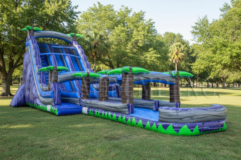 22 Foot Double Bay W/Slip Slide | Commercial Inflatable Water Slides - WS4153