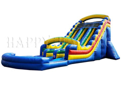 22'H Double Lane Water Slide Primary Colors by Happy Jump