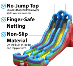 24' Retro Rainbow Double Bay Inflatable Water Slide with Blower
