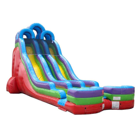 24' Retro Rainbow Double Bay Inflatable Water Slide with Blower