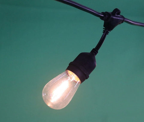 48' Outdoor LED String Light Set with Warm White S14 Bulbs for Patio, Tent, and Event Lighting