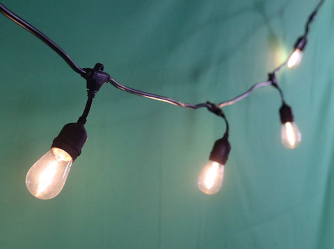 48' Outdoor LED String Light Set with Warm White S14 Bulbs for Patio, Tent, and Event Lighting