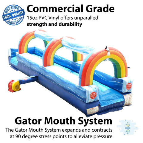 25' Blue Marble Inflatable Splash and Ride Waterslide with Blower