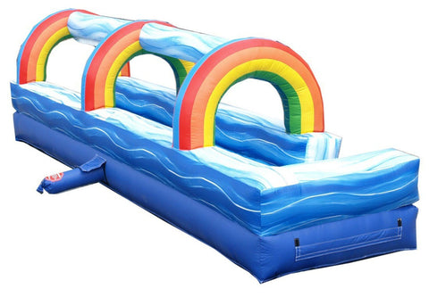 25' Blue Marble Inflatable Splash and Ride Waterslide with Blower
