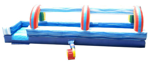 25' Blue Marble Inflatable Splash and Ride Waterslide with Blower