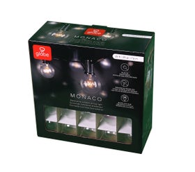Monaco 25-Foot String Light Set with 25 G40 Incandescent Bulbs with Black Cord for Indoor & Outdoor Use