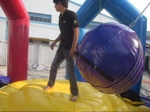 Retro Inflatable Wrecking Ball Game with Blower and Accessories