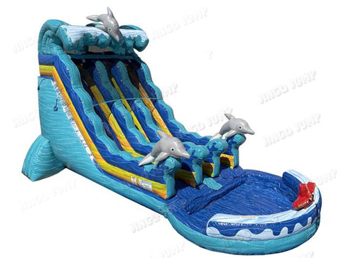 19 FT 2 Lane Dolphins Wave Water Slide ( Wet and Dry )