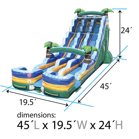 24' Tropical Marble Double Bay Inflatable Water Slide with Blower