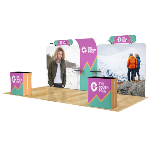10x20 Trade Show Booth with Curved Media Wall