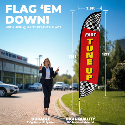 Fast Tune Up Feather Flag with Checkers