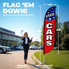 Used Cars Feather Flag with Stars
