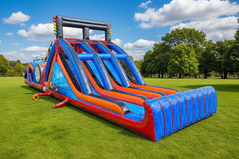 3 Lane Mega Thrill Race Car Commercial Inflatable Race Track Obstacle Course - IG5250-R