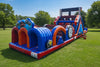 Image of 3 Lane Mega Thrill Race Car Commercial Inflatable Race Track Obstacle Course - IG5250-R