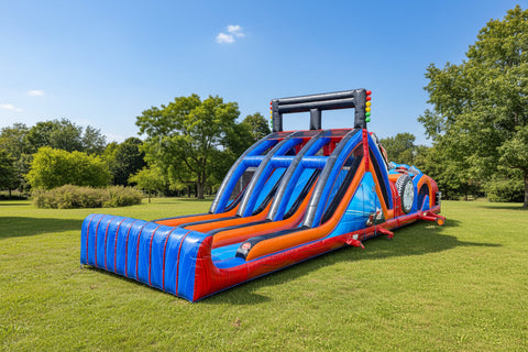 3 Lane Mega Thrill Race Car Commercial Inflatable Race Track Obstacle Course - IG5250-R