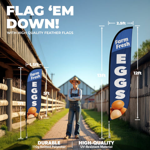 Farm Fresh Eggs Feather Flag