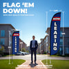 Image of Now Leasing Feather Flag Blue & Red