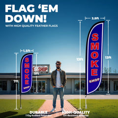 Smoke Shop Feather Flag Blue