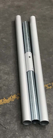 10' 6" Aluminum 2" OD Single Tube Pipe, 3 Piece Pipe