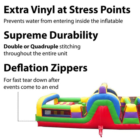 Sale on Commercial Inflatable 60' Retro SUPER 2-Piece Obstacle Course
