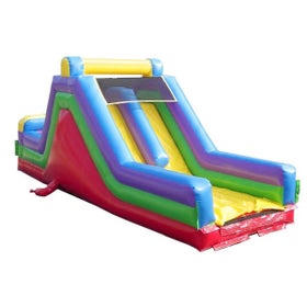 30' Retro Rainbow Inflatable Rock Climb Slide with Blower
