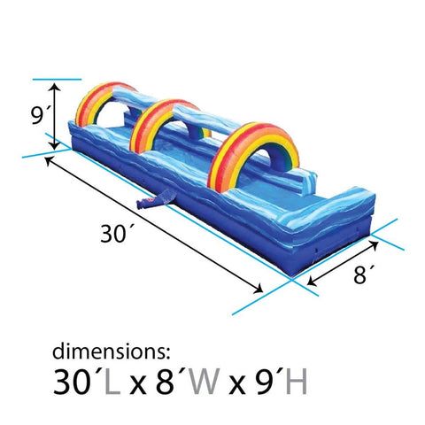 30' Blue Marble Inflatable Splash and Ride Waterslide with Blower