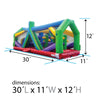 Image of Dimensions diagram of 30' Retro Radical Run Extreme inflatable obstacle course measuring 30'L x 11'W x 12'H