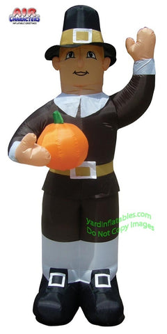 7' 8" Air Blown Inflatable Thanksgiving Pilgrim Man Holding Pumpkin