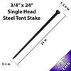 Image of 3/4" x 24" Single Head Steel Tent Stakes
