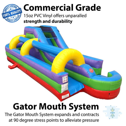 Buy 34' Retro Rainbow Water Slide and Splash and Ride Slide Combo with Blower