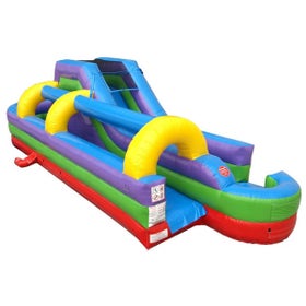 34' Retro Rainbow Water Slide and Splash and Ride Waterslide Combo with Blower