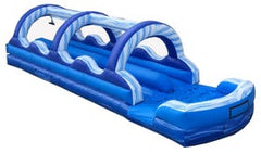 35' Blue Marble Dual Lane Inflatable Splash and Ride Waterslide with Blower