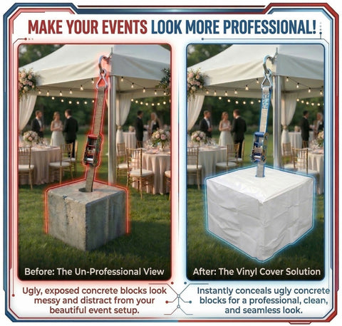 3500 lb Stacked Tent Ballast Vinyl Block Cover - 41" x 41" x 30.5", White