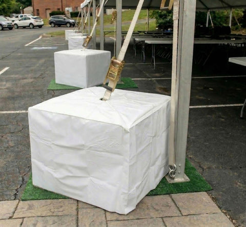 3500 lb Stacked Tent Ballast Vinyl Block Cover - 41" x 41" x 30.5", White