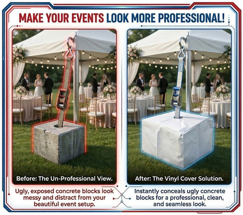 350 lb Tent Ballast Vinyl Block Cover - 21" x 21" x 13", White