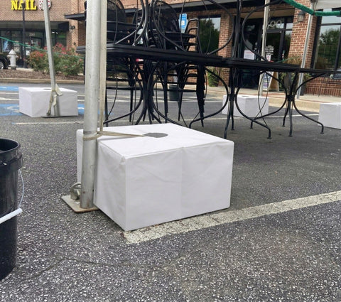 350 lb Tent Ballast Vinyl Block Cover - 21" x 21" x 13", White