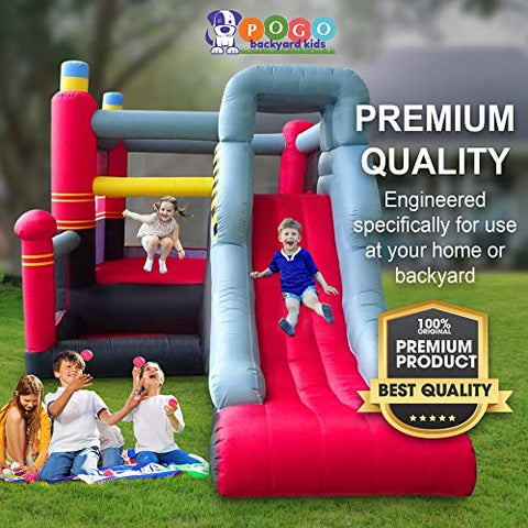 8.5'H Backyard Kids Deluxe Fire Station Inflatable Bounce House with Slide
