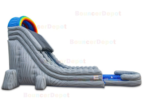 22'H Double Lane Marble Gray Water Slide by Bouncer Depot