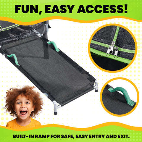 7ft Round Trampoline with Jumping Enclosure & Mat Ramp