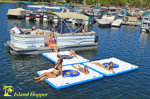 island buddy water platforms off side of pontoon boat