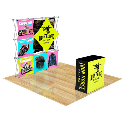 Custom GeoMetrix Pop-Up Trade Show Booth Display - (3x3 - 7 Panel)