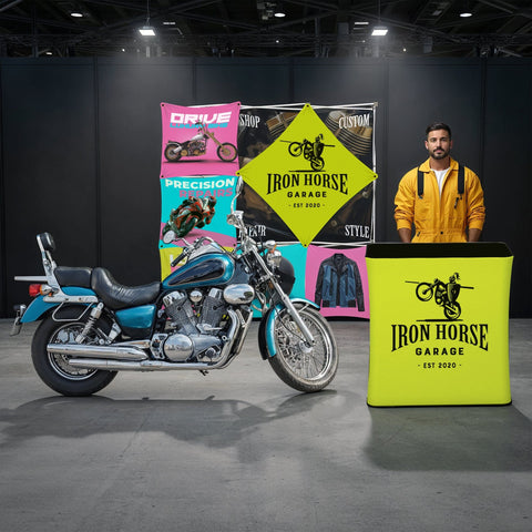 Custom GeoMetrix Pop-Up Trade Show Booth Display - (3x3 - 7 Panel)