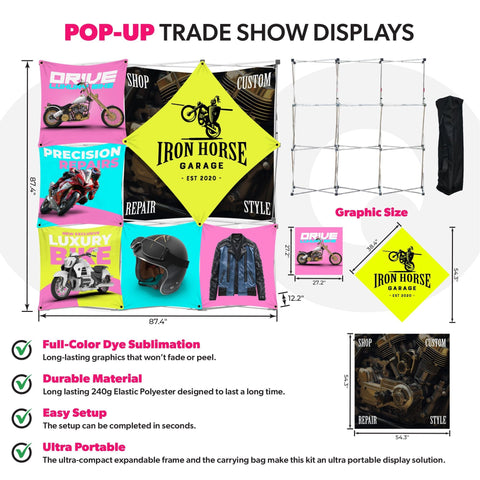 Custom GeoMetrix Pop-Up Trade Show Booth Display - (3x3 - 7 Panel)