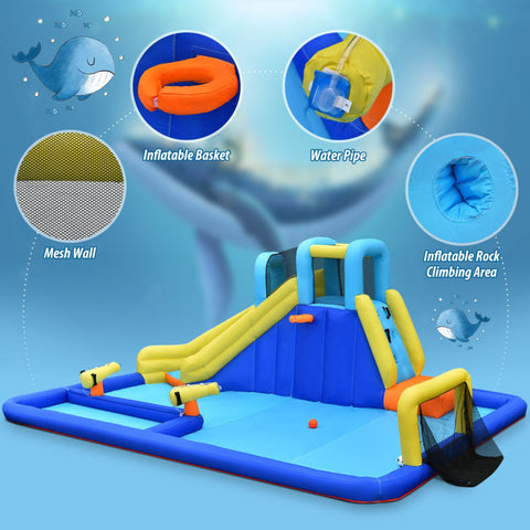 6-in-1 Inflatable Water Slide Jumping House without Blower by Costway