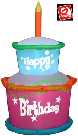 3 1/2' Gemmy Airblown Inflatable Colorful Birthday Cake w/ Candle